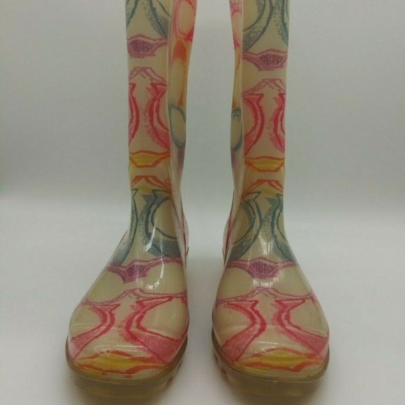Coach Pixy Dream Signature C Rubber Rain Boots 6 B - Picture 1 of 7